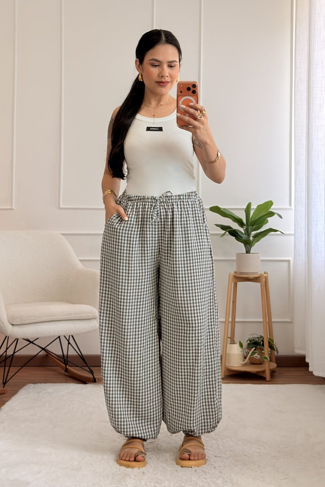 Calça pantalona xadrez vichy - lavishiochicCalçalavishiochic