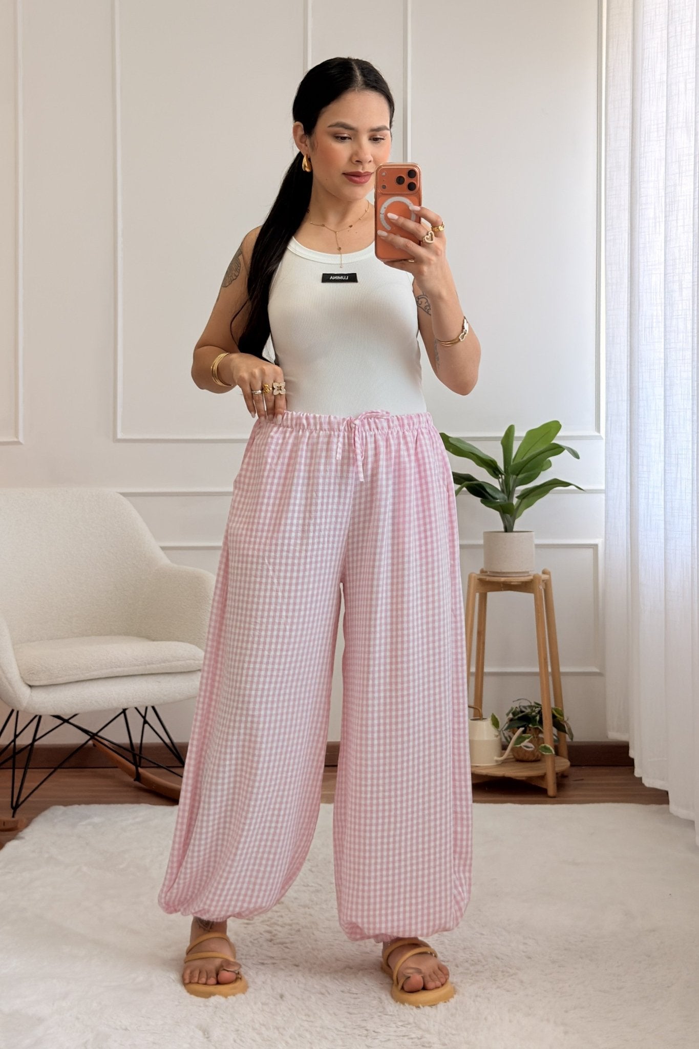 Calça pantalona xadrez vichy - lavishiochicCalçalavishiochic