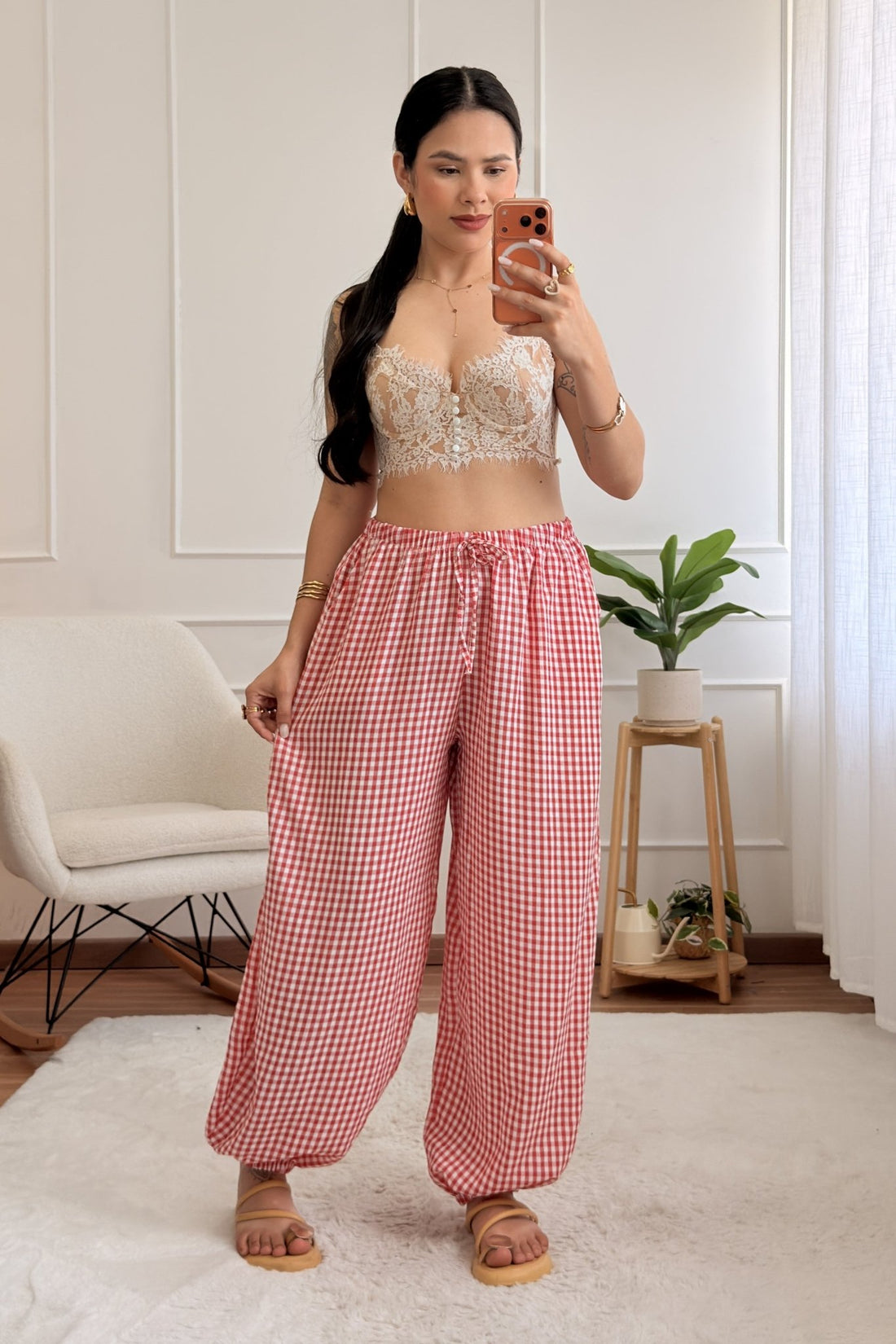 Calça pantalona xadrez vichy - lavishiochicCalçalavishiochic
