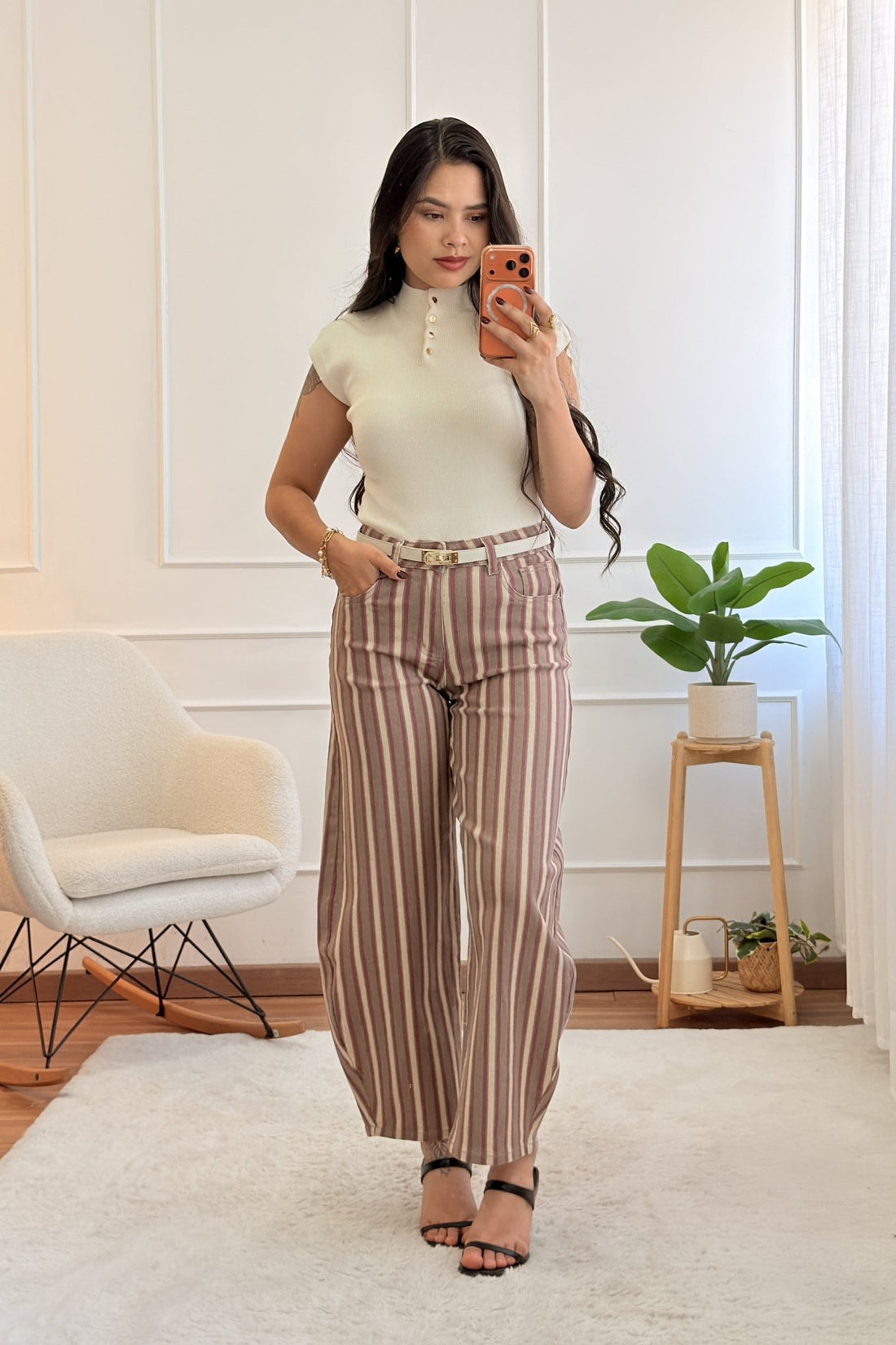 Calça wide leg às riscas QUEEN HEARTS - lavishiochicCalçaQueen Hearts