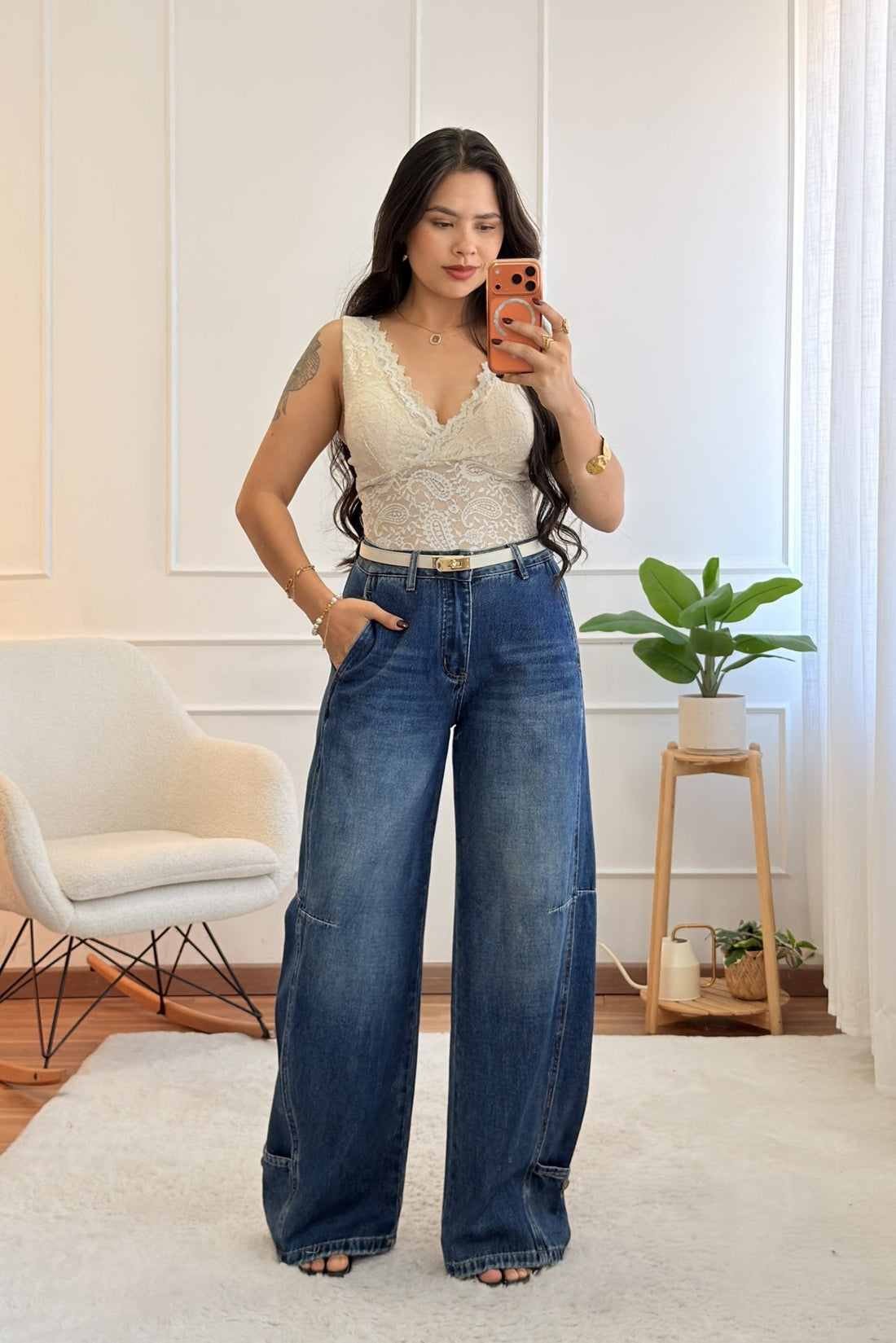 Calça wide leg com costuras decorativas QUEEEN HEARTS - lavishiochicCalçasQueen Hearts