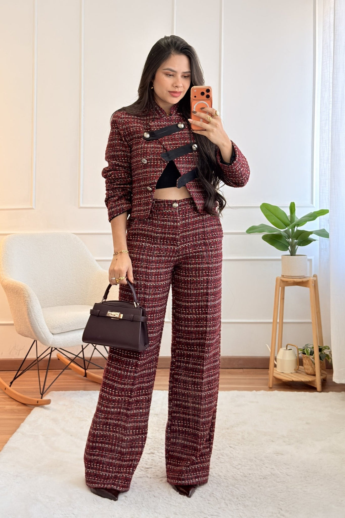 Calça wide leg em tweed multicolorido LUMINA - lavishiochicCalçaslumina