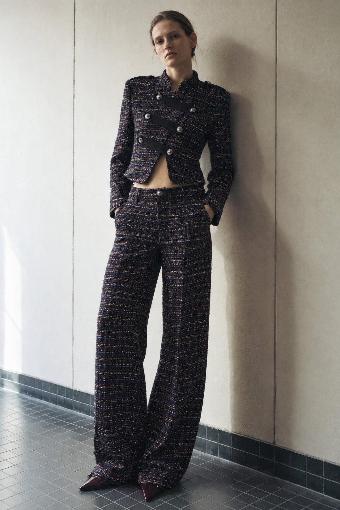 Calça wide leg em tweed multicolorido LUMINA - lavishiochicCalçaslumina