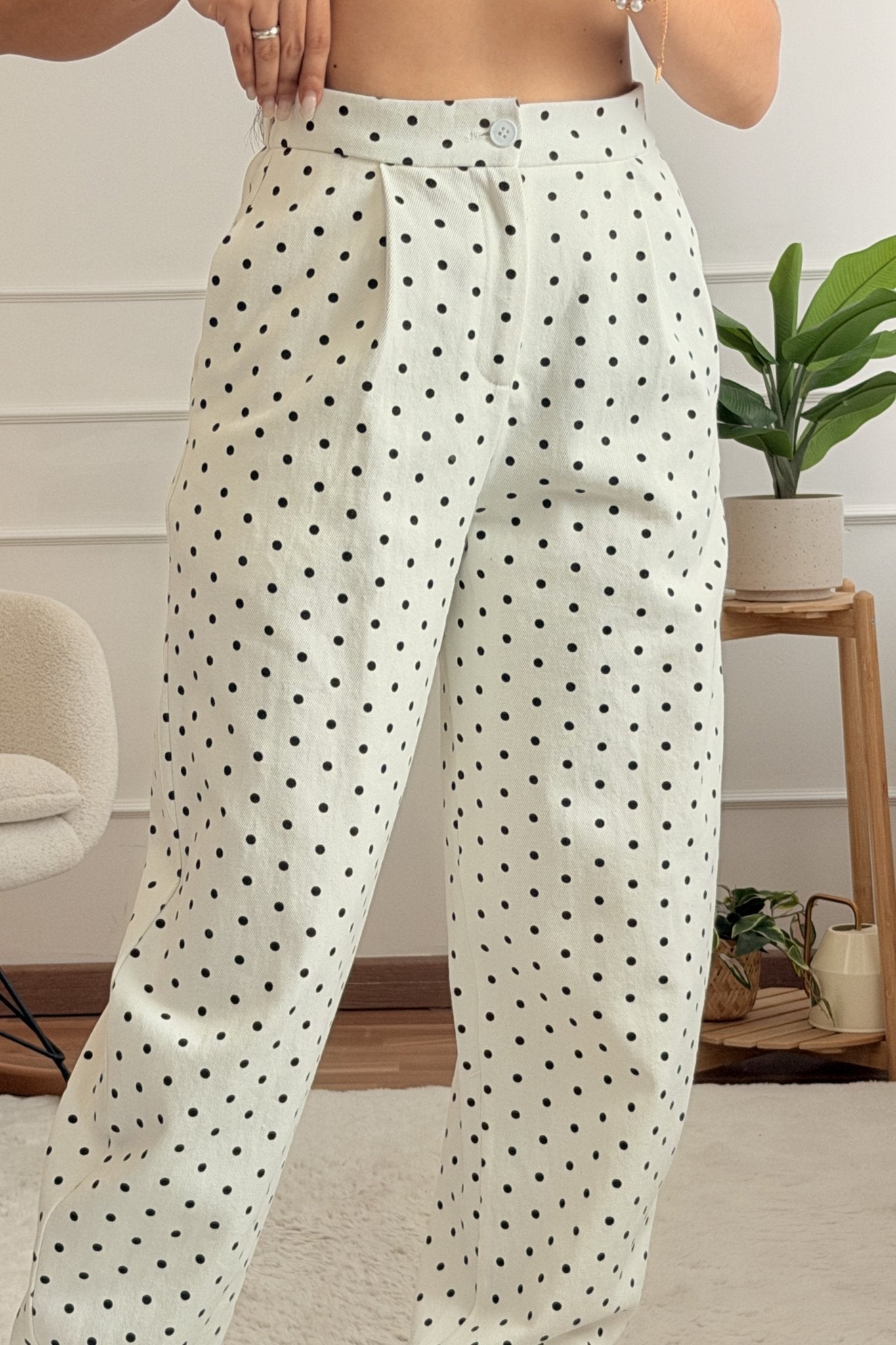 Calças 100% algodão com bolinhas ELLI WHITE - lavishiochicCalçasELLI WHITE