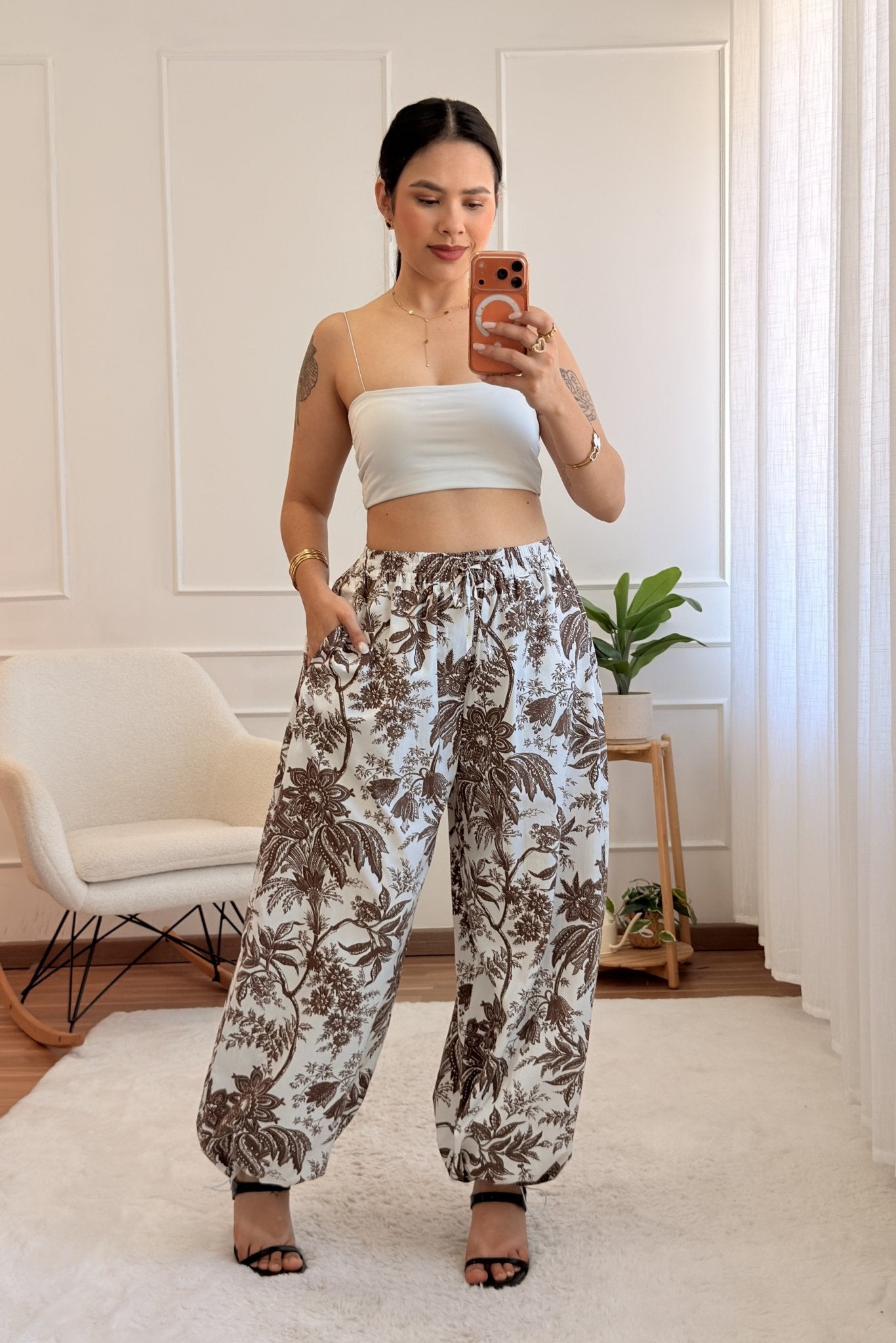 Calças com estampado floral botânico LUMINA - lavishiochicCalçalumina