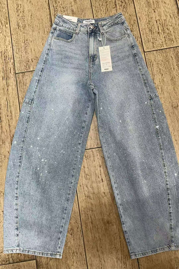 Calças de ganga com detalhe brilhante - lavishiochicCalçalavishiochic