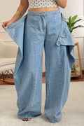 Calças jeans wide leg transpassada MOCHY - lavishiochicCalçasMochy