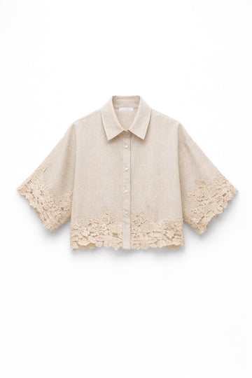 Camisa com inserções em renda LUMINA