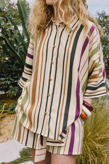 Camisa às riscas multicoloridas LUMINA