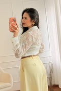 Camisa Acetinada com Renda ELLI WHITE - lavishiochiccamisaELLI WHITE