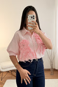 Camisa bordados florais em relevo MOCHY - lavishiochiccamisaMochy