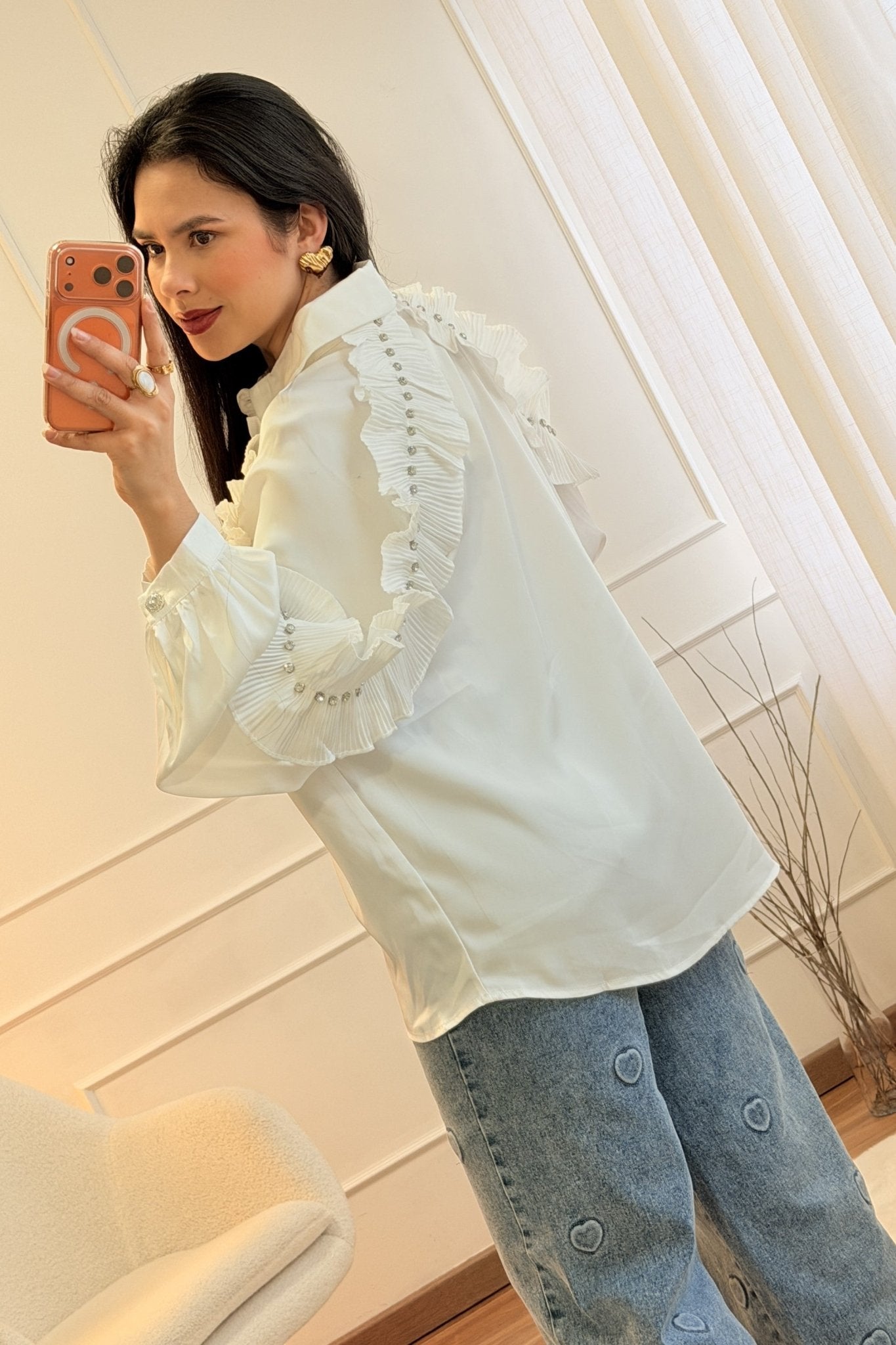 Camisa cetim com folhos DROLE DE COPINE - lavishiochiccamisaDrole de copine Paris
