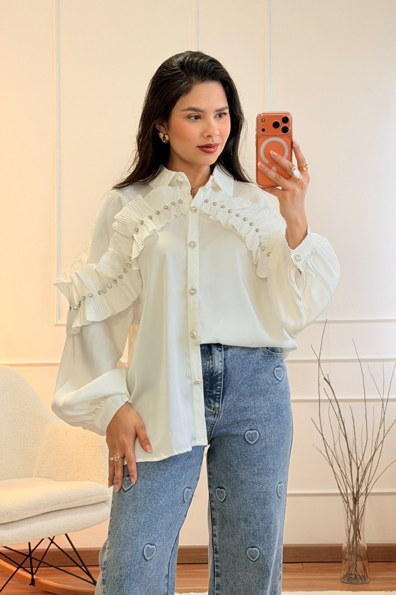 Camisa cetim com folhos DROLE DE COPINE - lavishiochiccamisaDrole de copine Paris