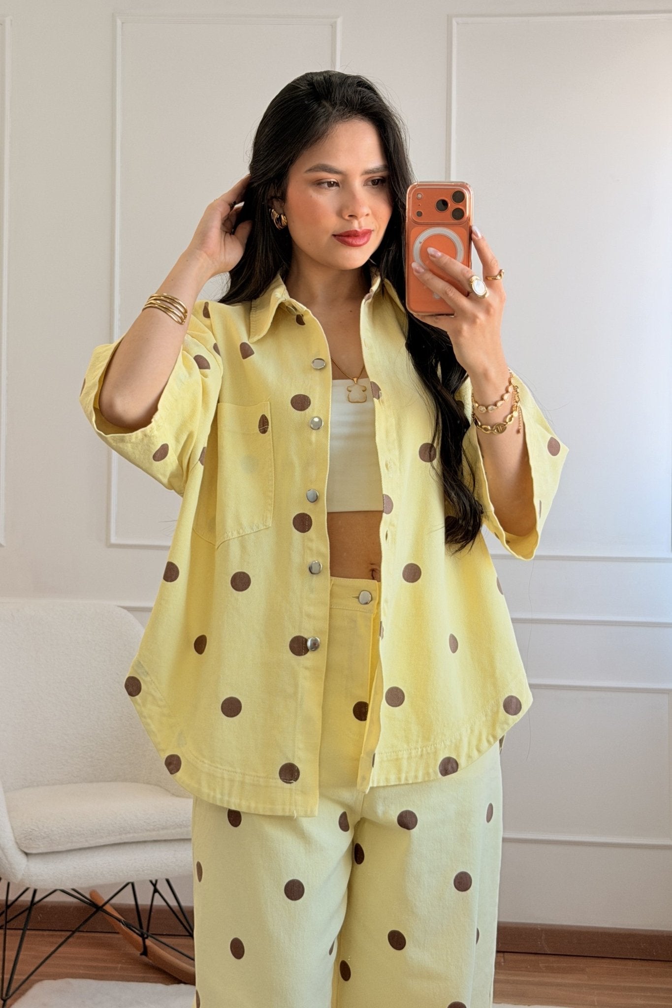 Camisa de ganga com bolinhas LUMINA - lavishiochiccamisalumina