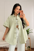 Camisa de ganga com botões grandes - lavishiochiccamisalavishiochic