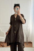 Camisa em 100% linho natural - lavishiochiccamisalavishiochic
