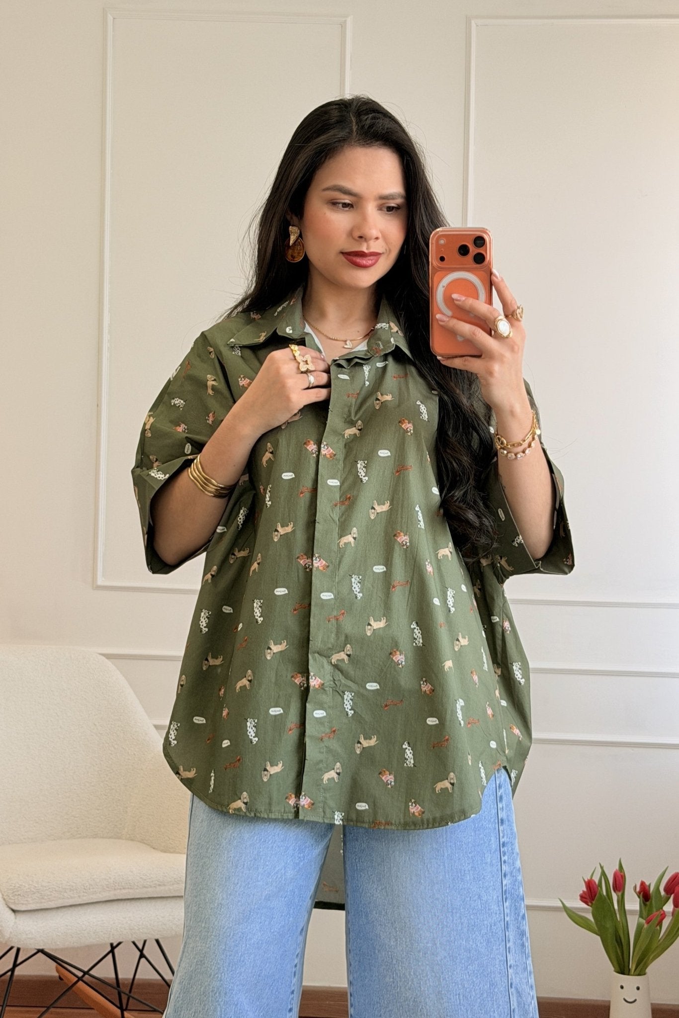 Camisa estampado de cães - lavishiochiccamisalavishiochic