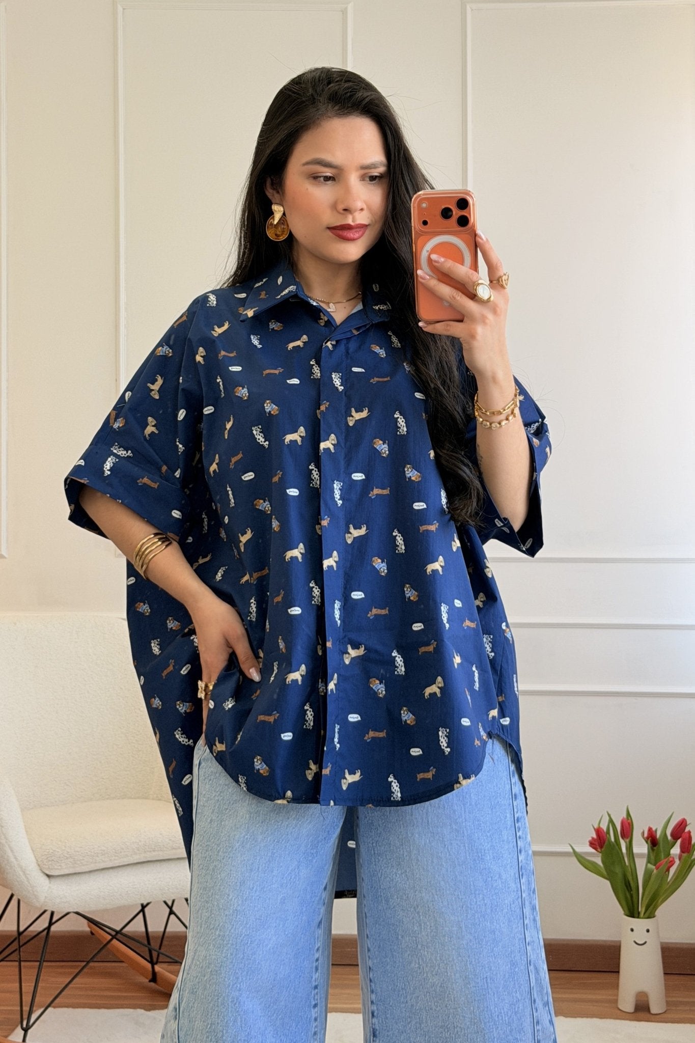 Camisa estampado de cães - lavishiochiccamisalavishiochic