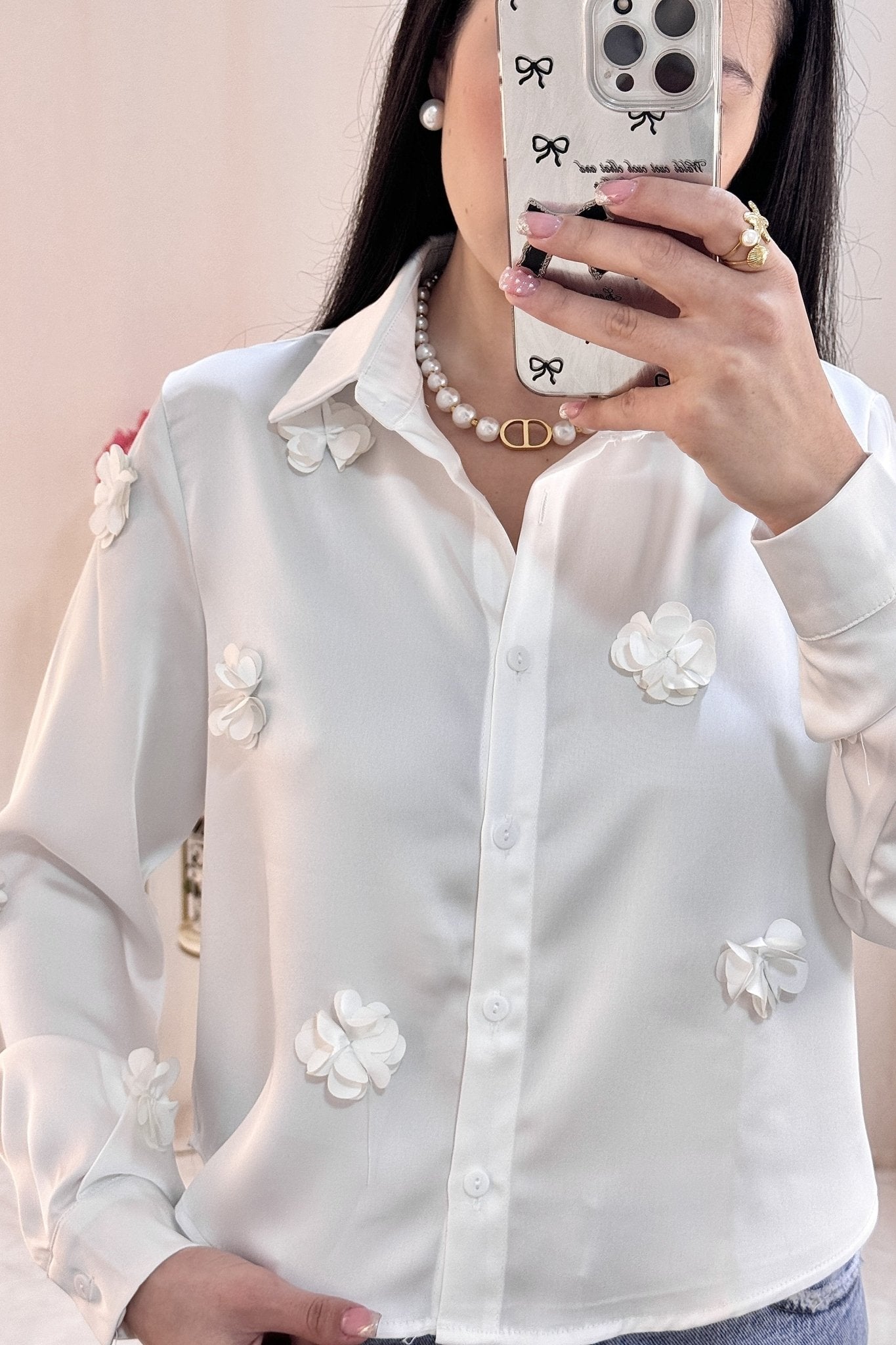 Camisa flores 3D ELLI WHITE - lavishiochiccamisaELLI WHITE