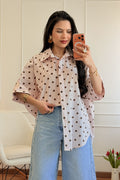 Camisa Oversize com Estampa de bolinha - lavishiochiccamisalavishiochic