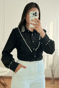 Camisa romântica com renda MOCHY - lavishiochicBlusaMochy