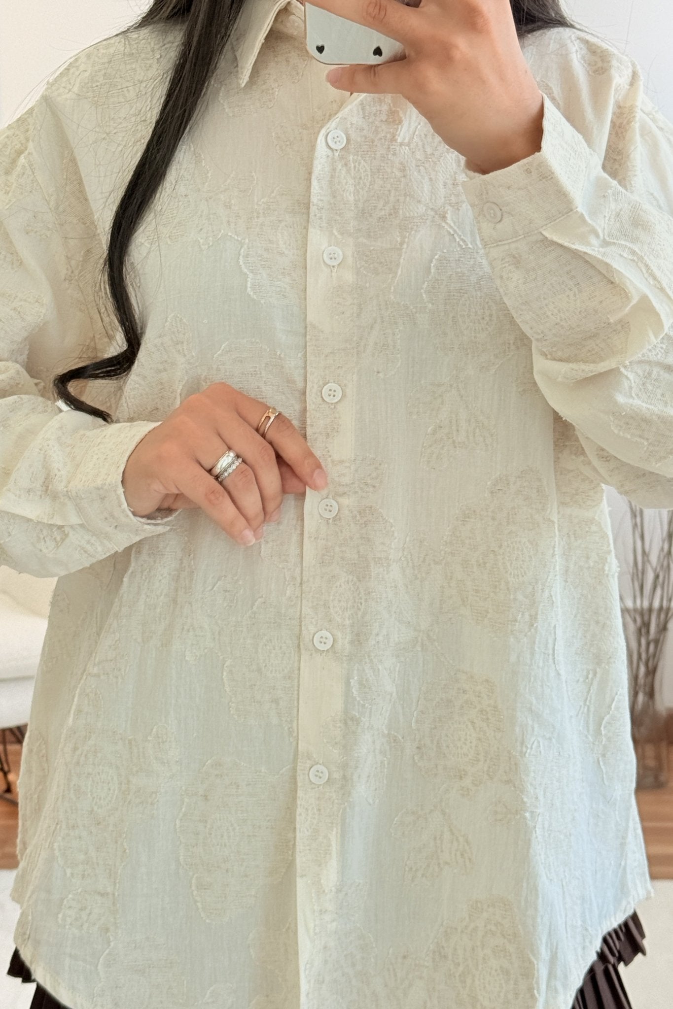 Camisa texturizado floral ELLI WHITE - lavishiochiccamisaELLI WHITE