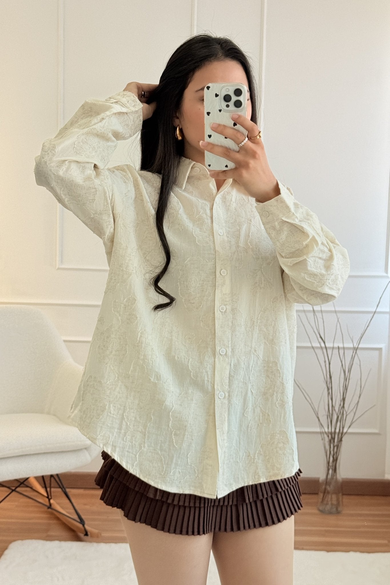 Camisa texturizado floral ELLI WHITE - lavishiochiccamisaELLI WHITE