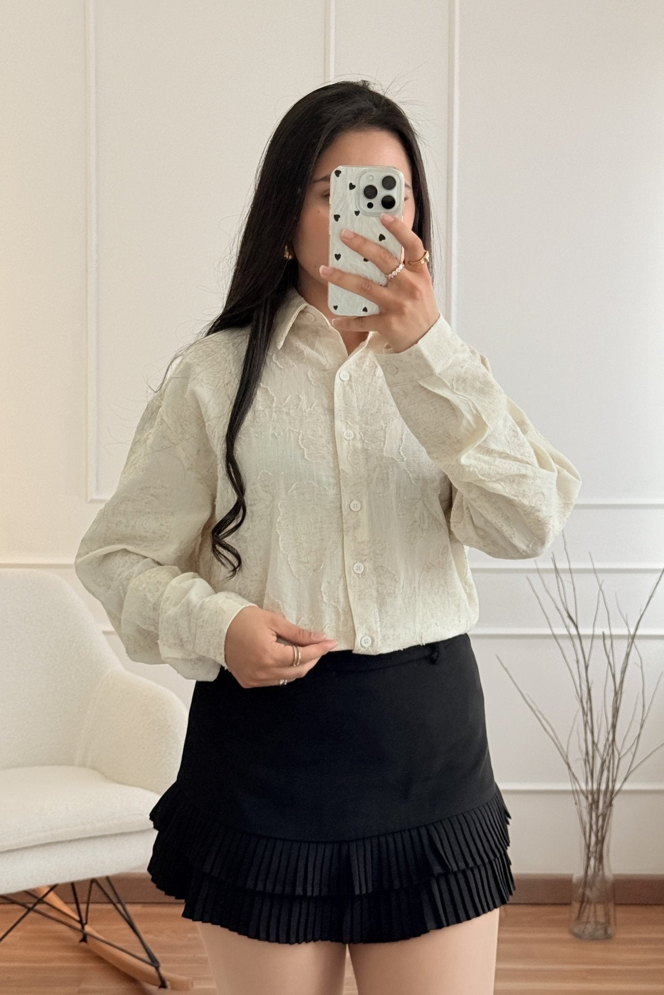 Camisa texturizado floral ELLI WHITE - lavishiochiccamisaELLI WHITE