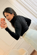 Camisola de Gola Alta em Malha Ajustada - lavishiochiccamisolalavishiochic