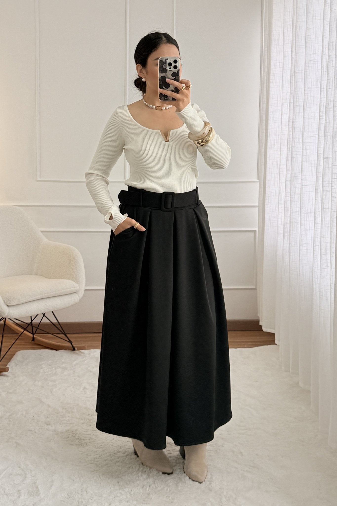 Camisola de malha em V Mochy - lavishiochiccamisolamochy