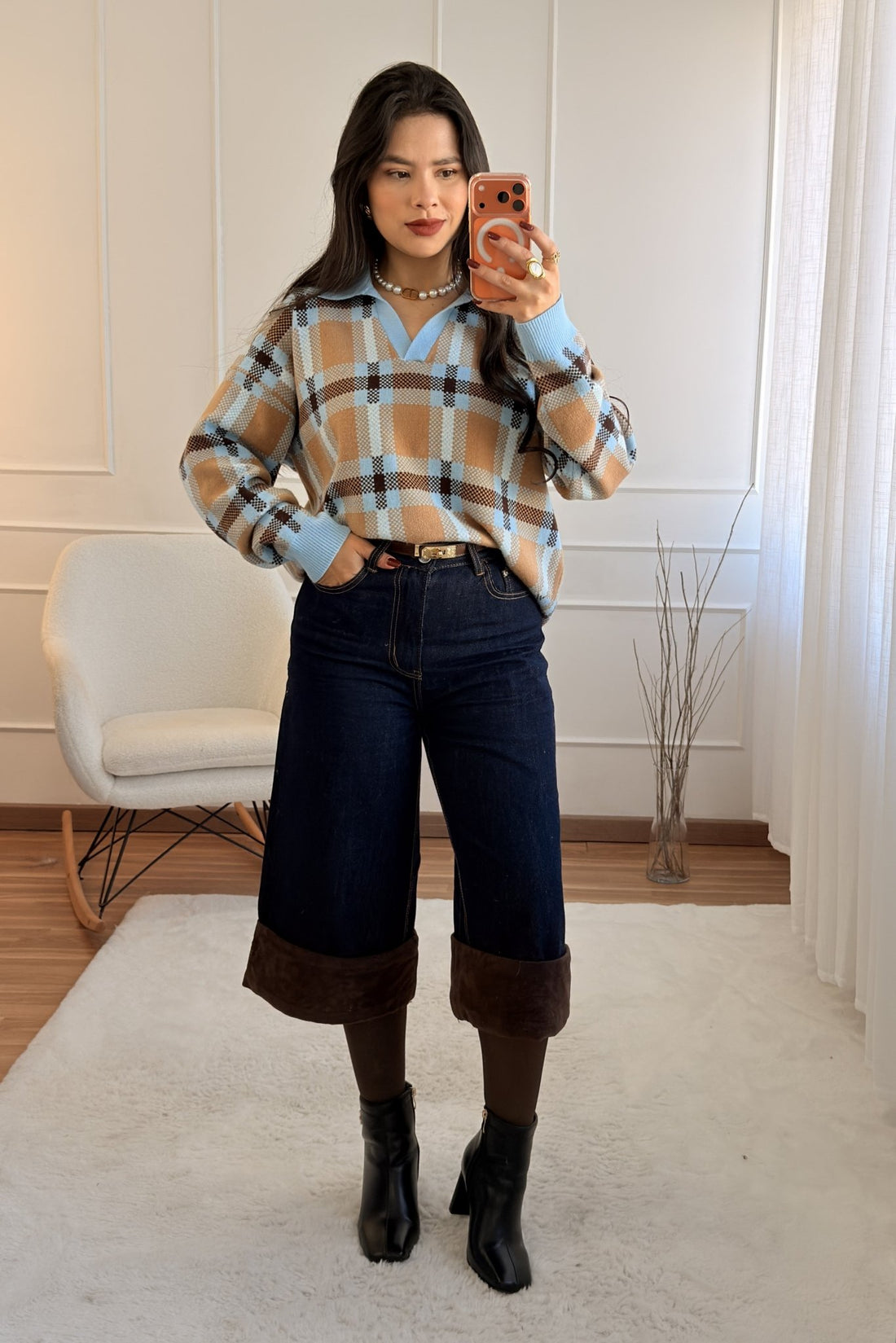 Camisola malha xadrez - lavishiochiccamisolalavishiochic