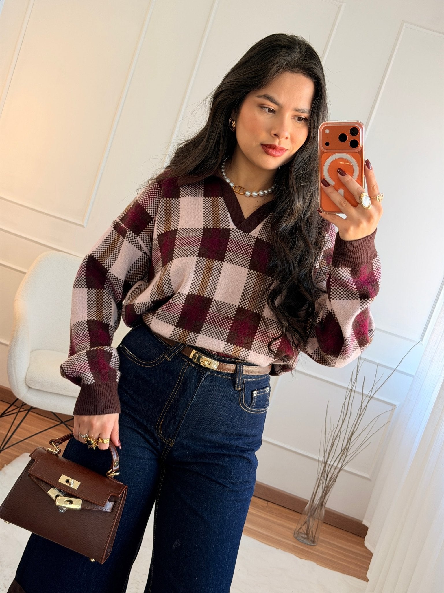 Camisola malha xadrez - lavishiochiccamisolalavishiochic