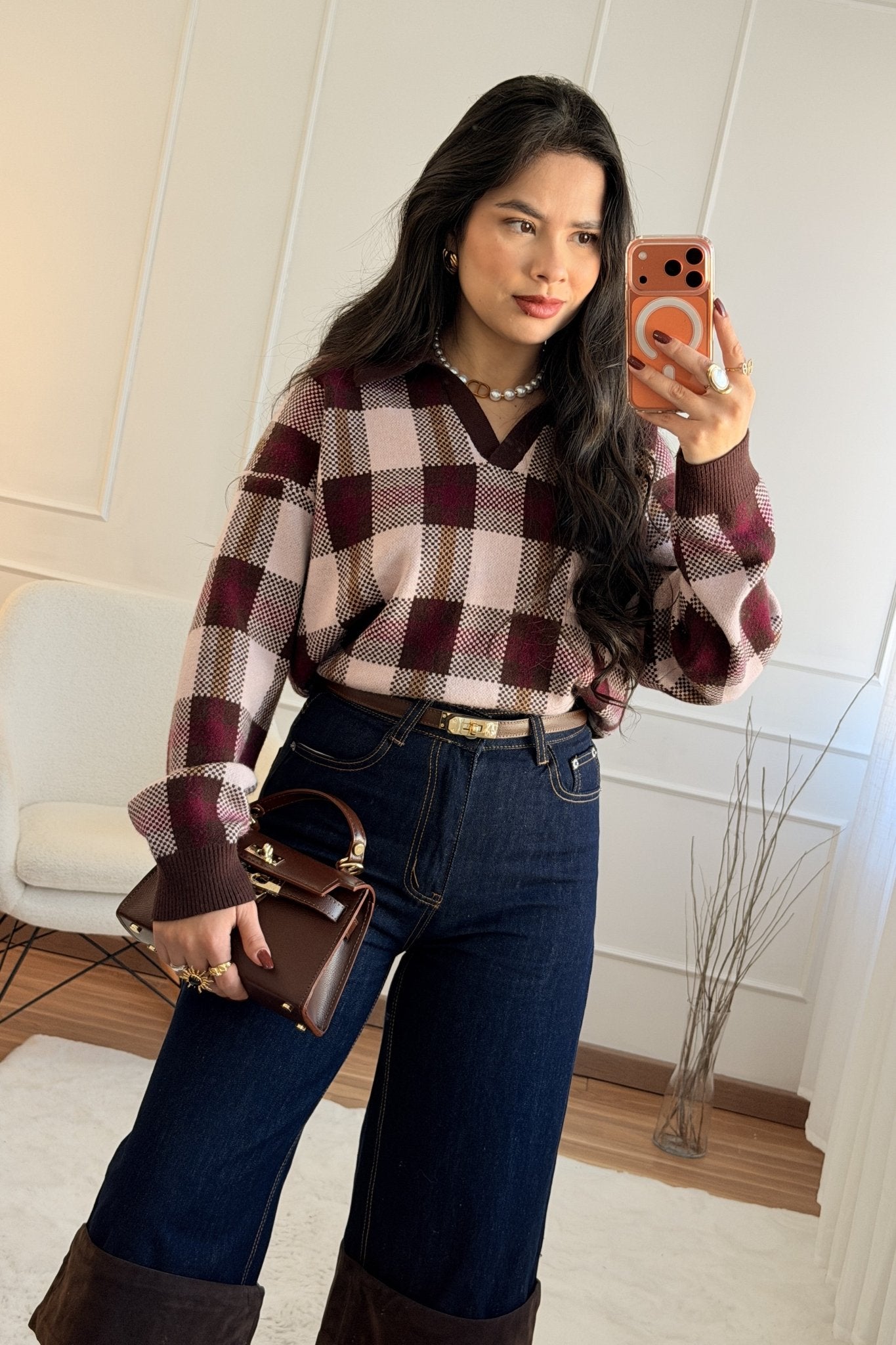 Camisola malha xadrez - lavishiochiccamisolalavishiochic