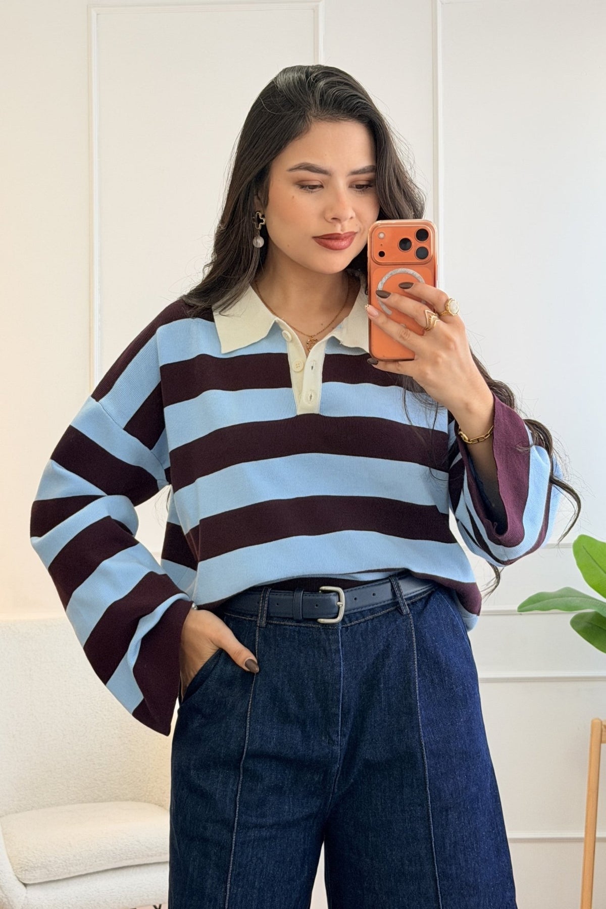 Camisola polo listrada de malha DROLE DE COPINE - lavishiochiccamisolaDrole de copine Paris