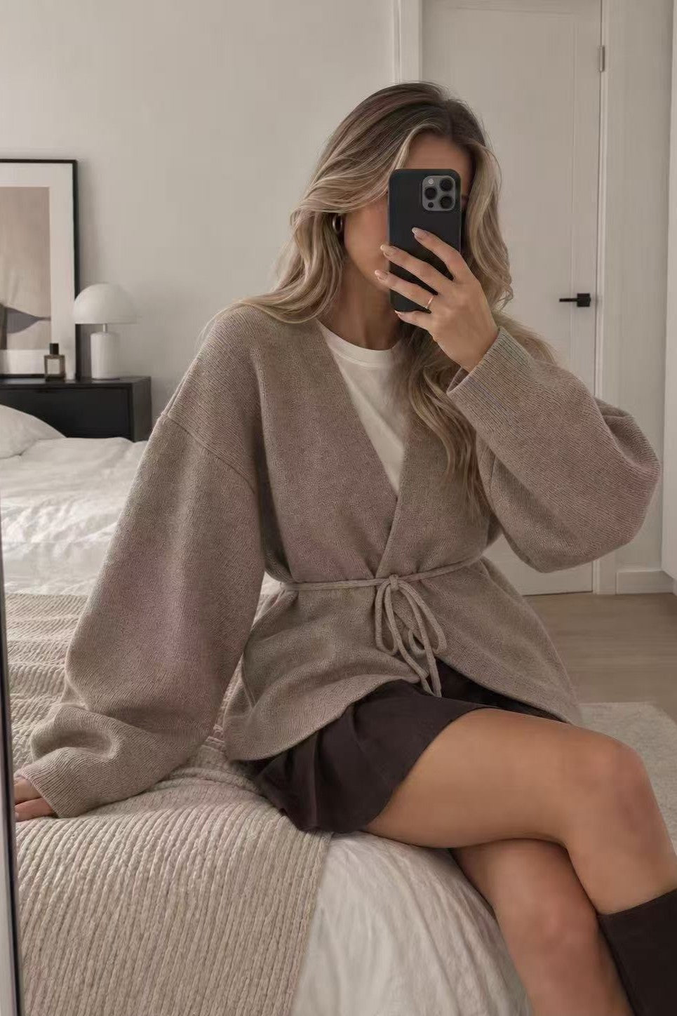 Cardigan de malha com cinto - lavishiochiccasacoslavishiochic