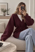 Cardigan de malha com cinto - lavishiochiccasacoslavishiochic
