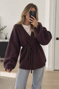 Cardigan de malha com cinto - lavishiochiccasacoslavishiochic
