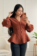 Cardigan de malha em V com peplum - lavishiochiccamisolalavishiochic