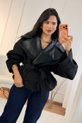 Casaco curto estilo trench com gola dupla MOCHY - lavishiochiccasacoMochy