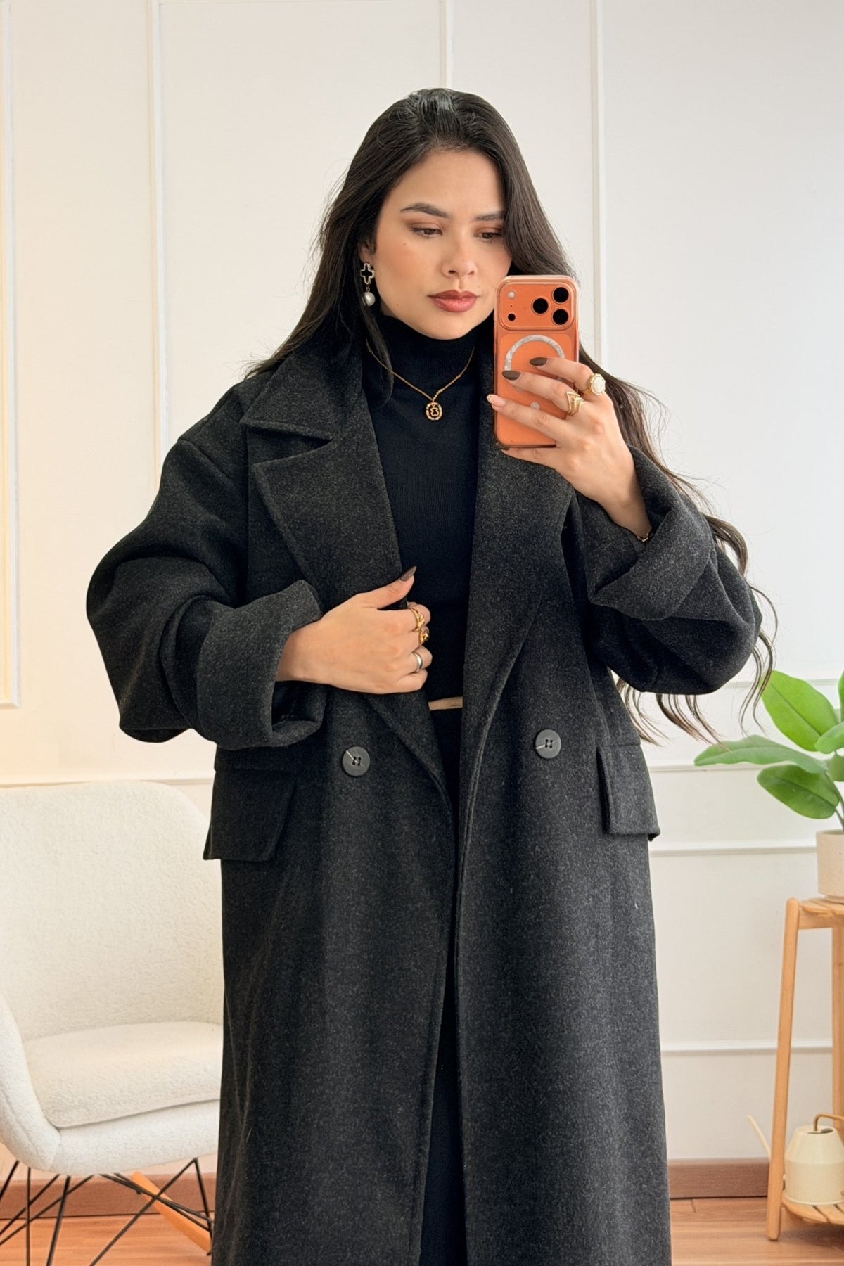Casaco longo oversize lapela - lavishiochiccasacolavishiochic