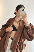 Casaco oversize em tecido acetinado MOCHY - lavishiochiccasacoMochy