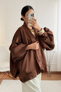 Casaco oversize em tecido acetinado MOCHY - lavishiochiccasacoMochy