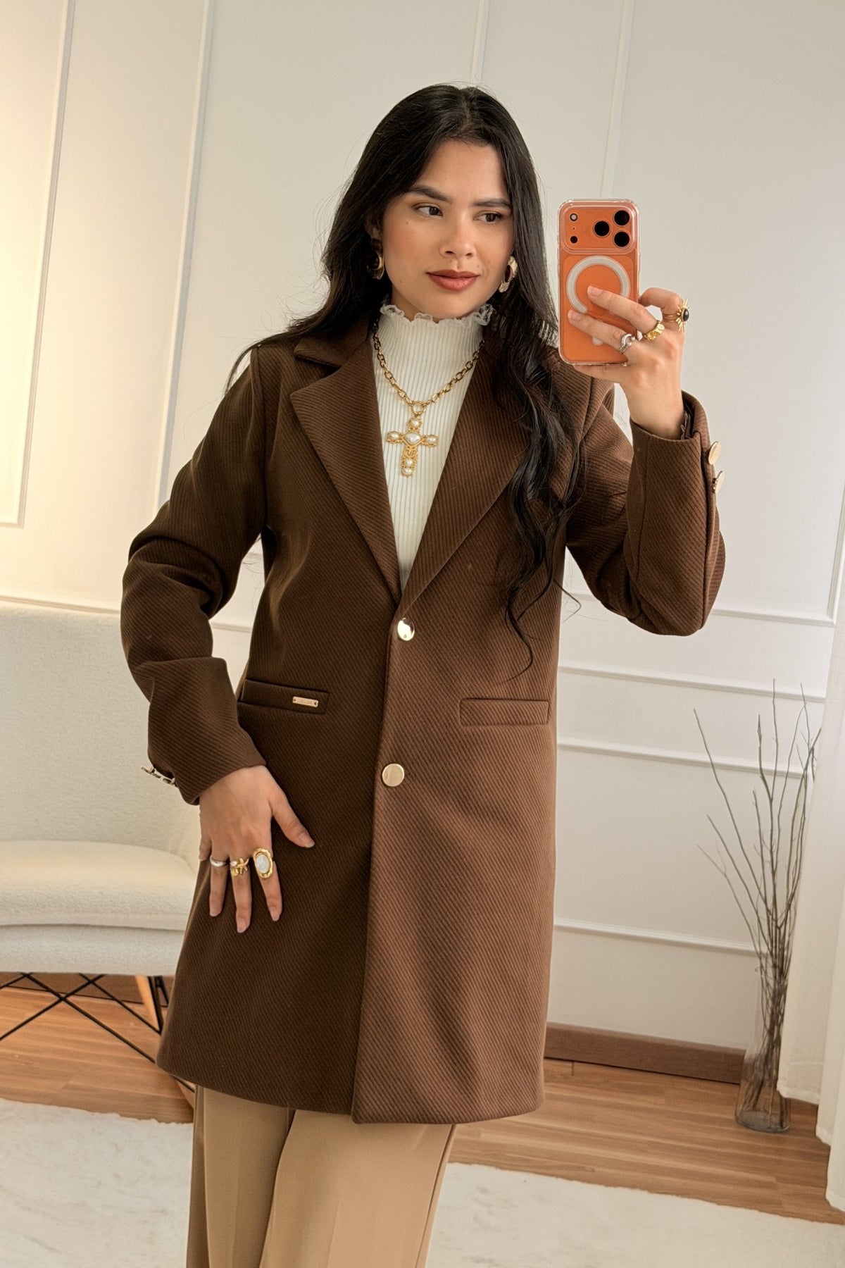 Casaco tweed alongado elegante - lavishiochiccasacolavishiochic