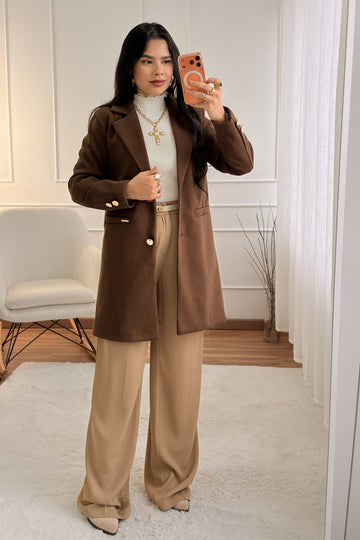 Casaco tweed alongado elegante - lavishiochiccasacolavishiochic