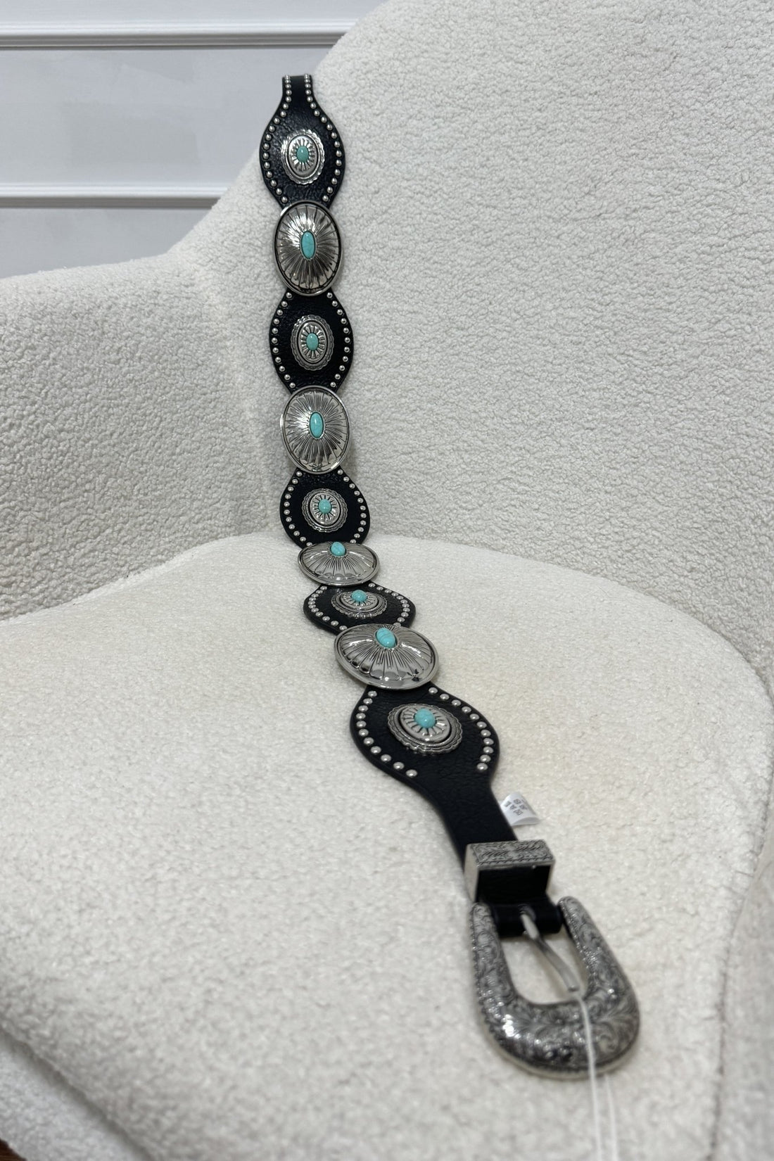 Cinto vintage com fivela prateada e detalhes turquesa - lavishiochicCintolavishiochic