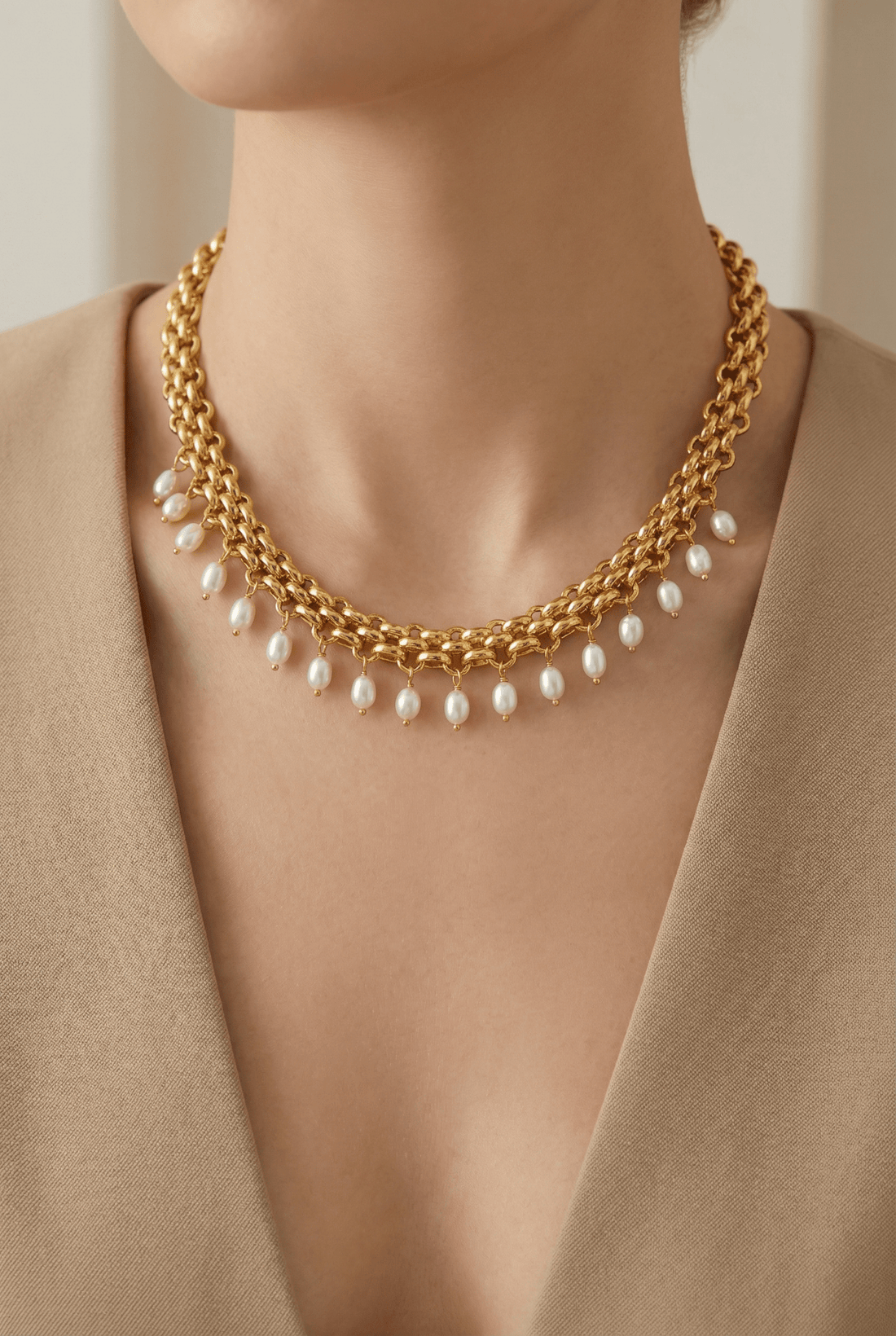 Colar "Choker" de Malha Tripla em Aço - lavishiochicColareslavishiochic