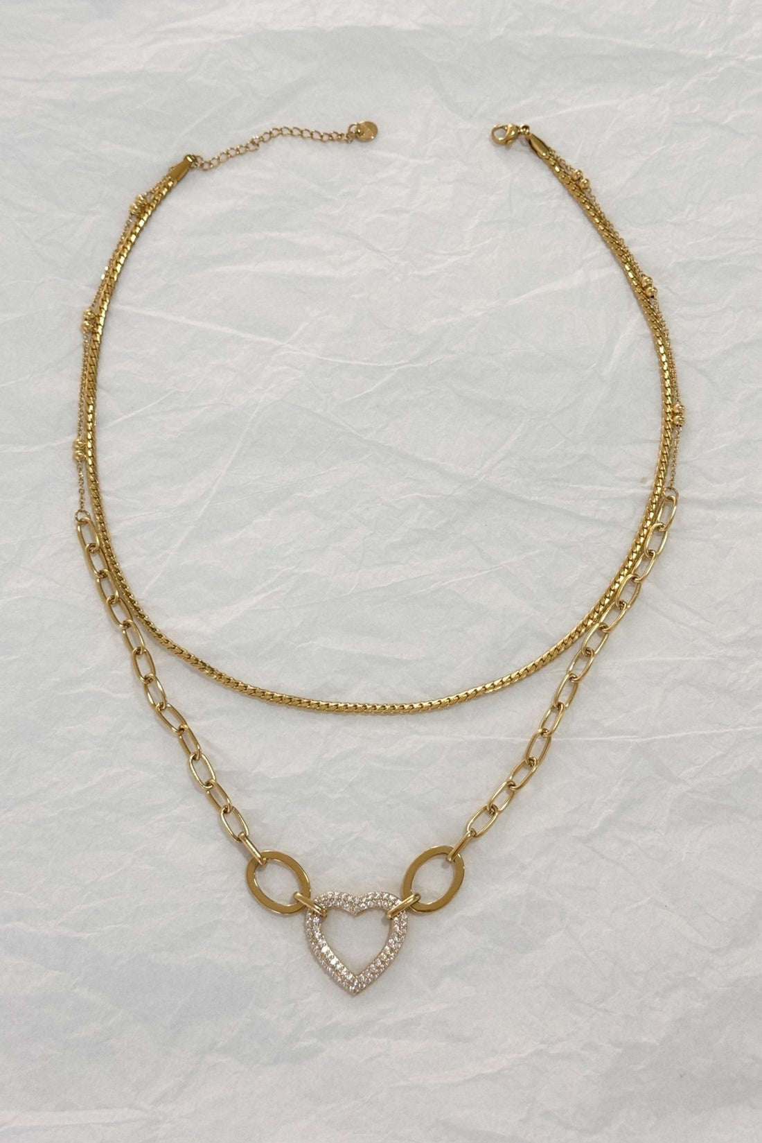 Colar Coração com Correntes Duplas em Aço - lavishiochicColareslavishiochic