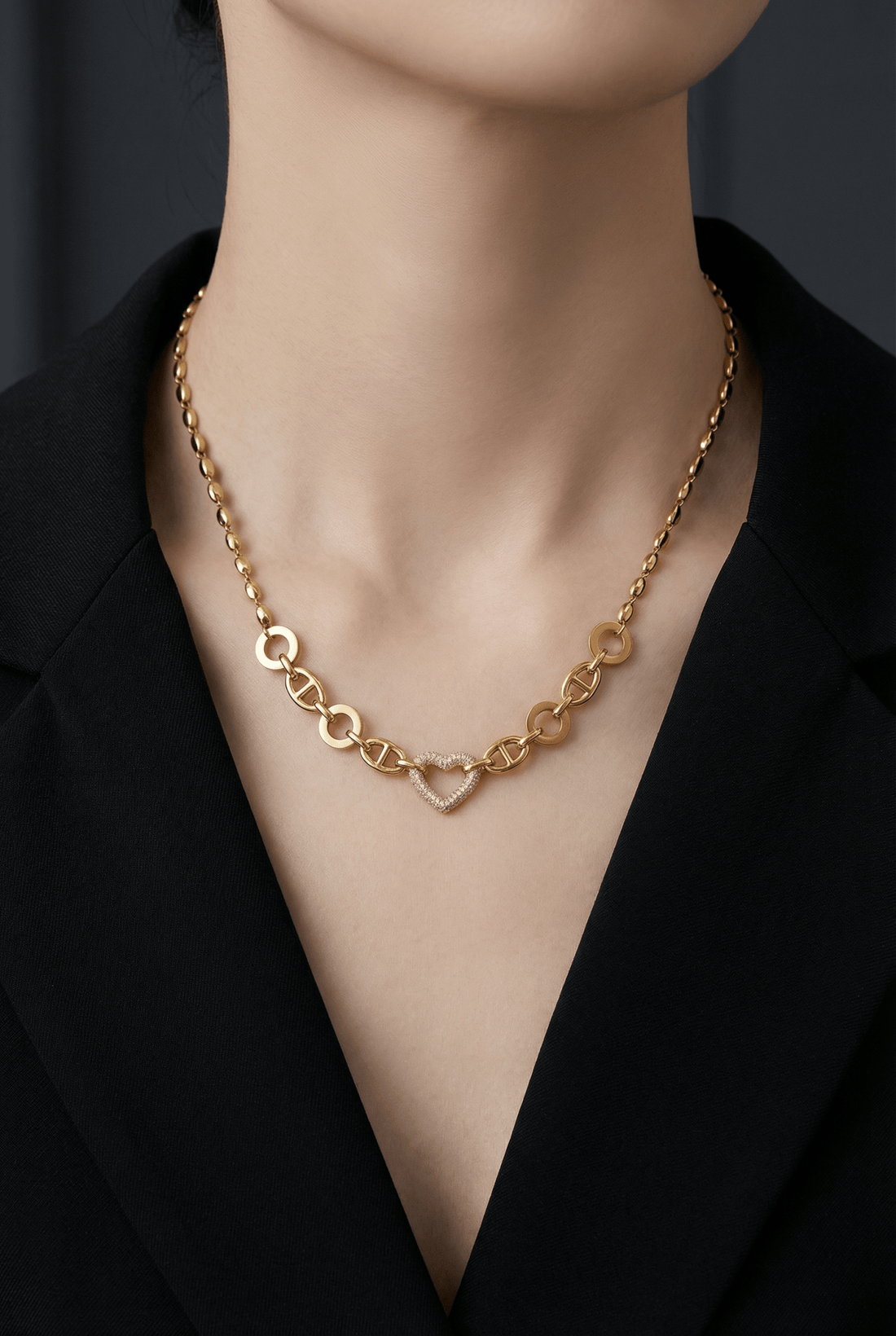 Colar DD com Coração em Aço - lavishiochicColareslavishiochic