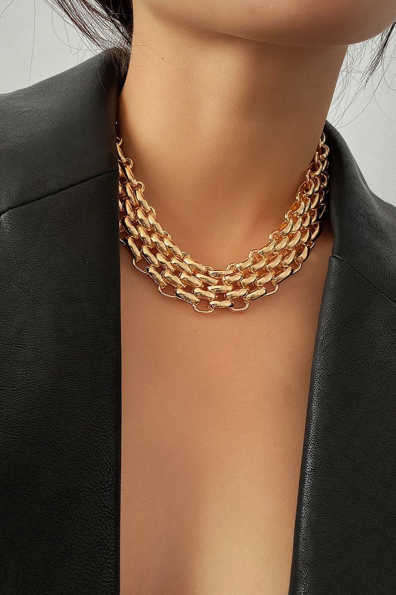 Colar de Corrente Entrelaçada em Aço - lavishiochicColareslavishiochic