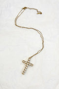 Colar de Corrente Fina com Cruz de Cristais Aço - lavishiochicColareslavishiochic